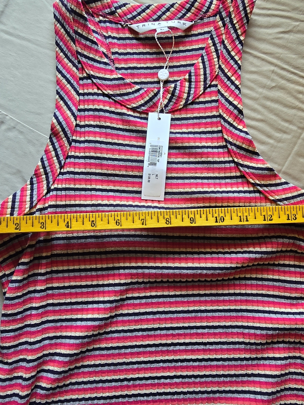 Trina Turk Large NWT Striped Ribbed Tank - Picture 5 of 9